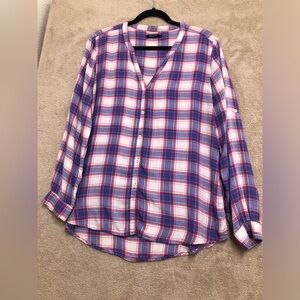 Max jeans women’s long, sleeved, hot pink plaid shirt